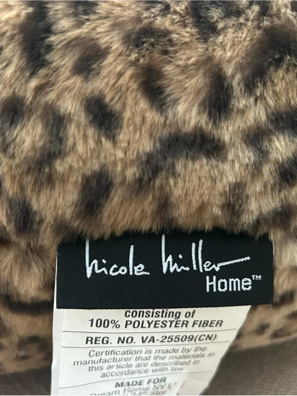 “New” Nicole Miller Leopard-Print Faux Fur Bolster Pillow